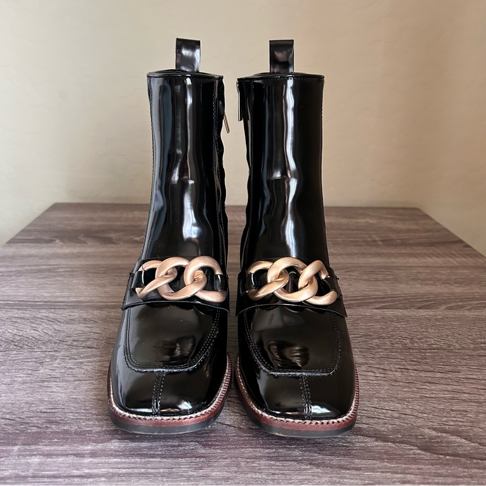 Steve Madden Loreen Black Patent Faux Leather Boots,  Size 7 - Picture 3 of 8